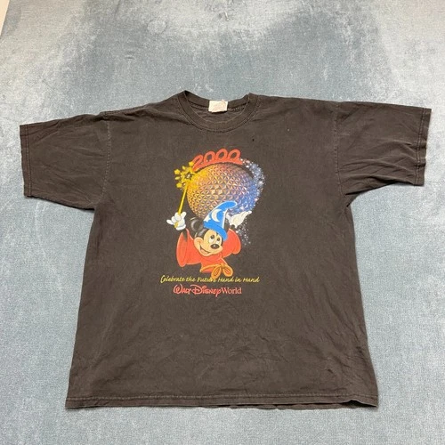 Vintage Walt Disney World 2000 Mickey Mouse T Shirt Mens Large Black Graphic