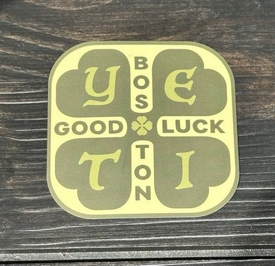 Authentic YETI BOSTON Sticker Decal Rare Good Luck Four Leaf Clover