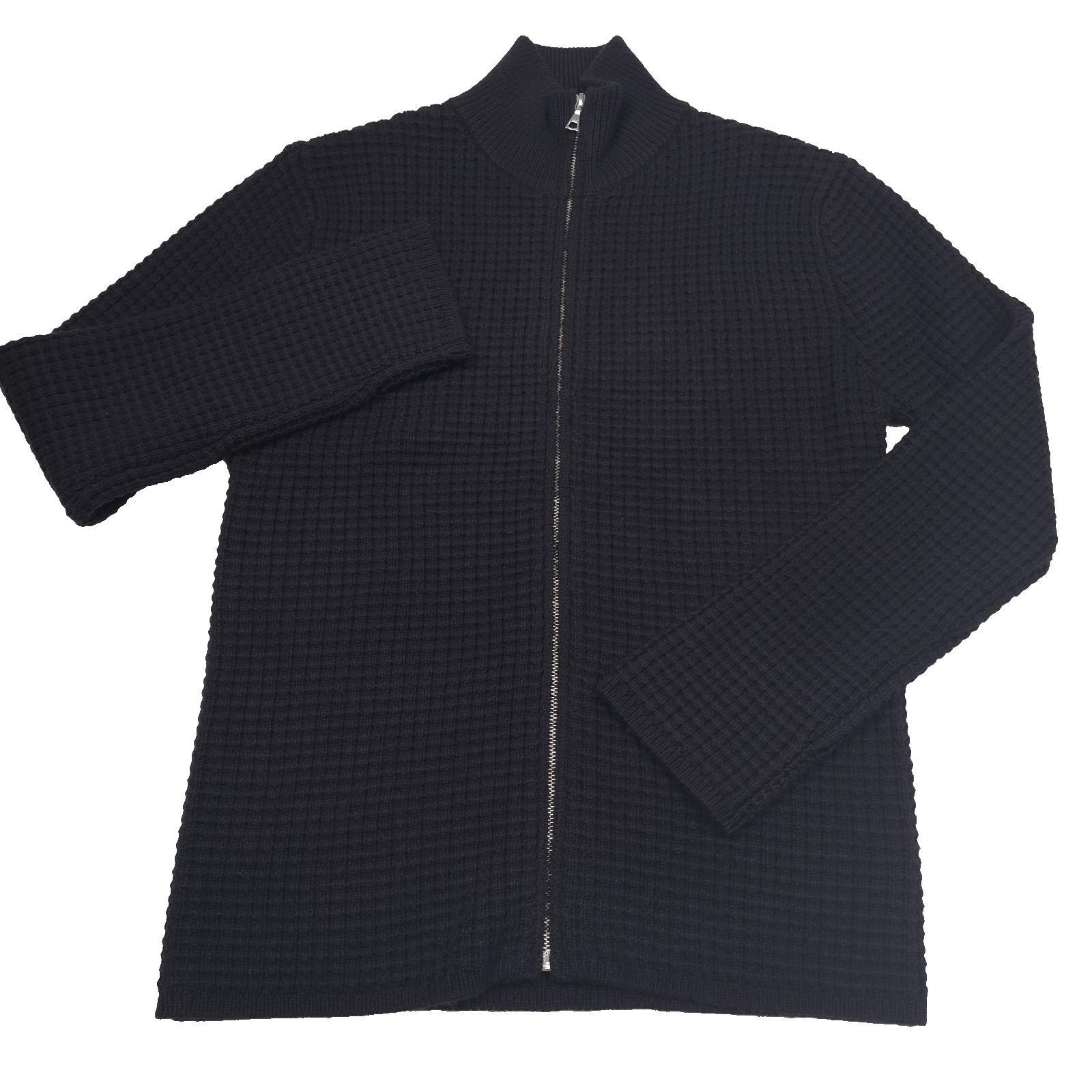 498 John Elliott Black Wool Waffle Knit Full Zip Sweater Mens 2 Medium 42190₽