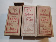 Antique 1920s Radio UX-200 Vacuum Tubes RCA RADIOTRON NOS SET OF 3