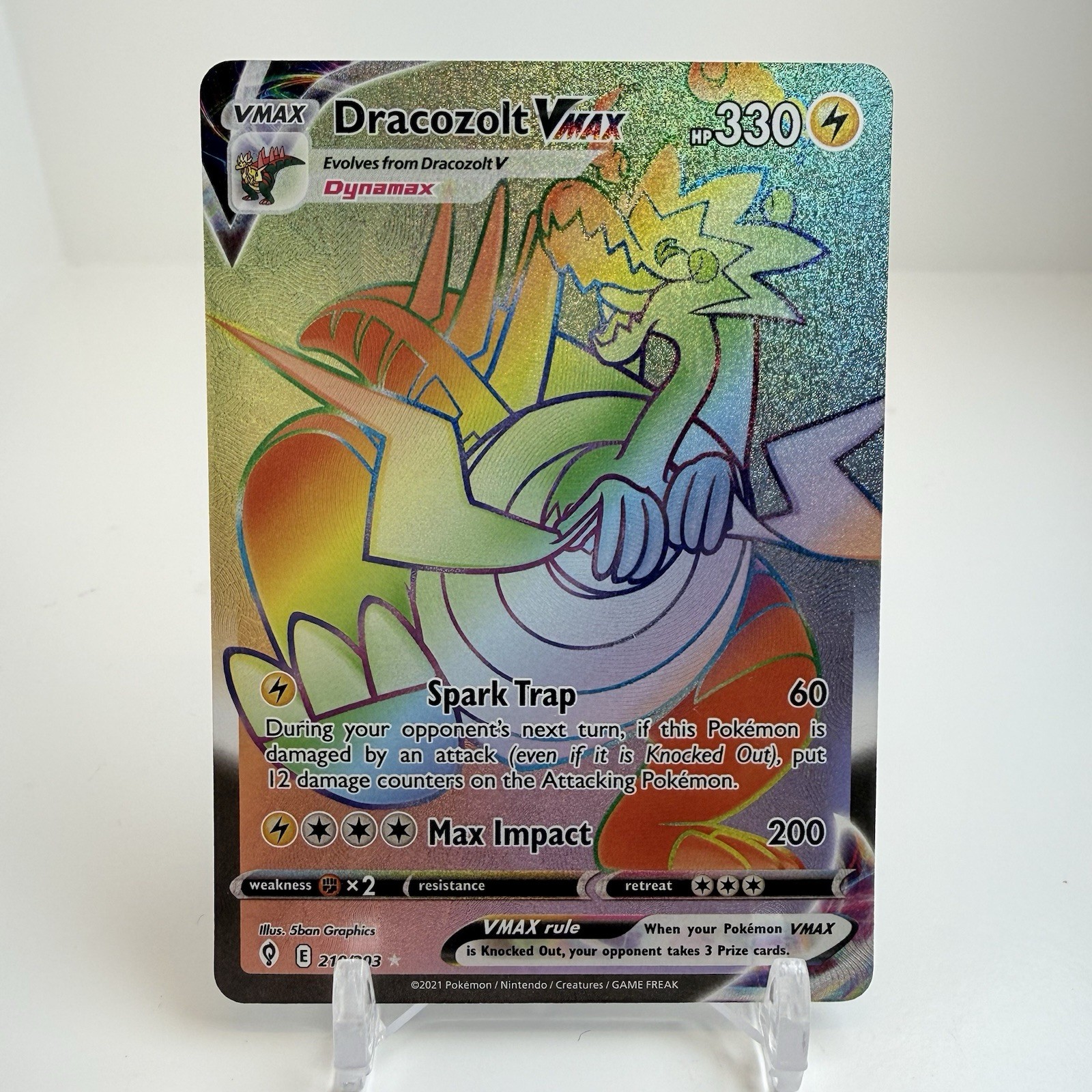 Dracozolt VMAX 210/203 (Rainbow Secret Rare) Evolving Skies Near Mint