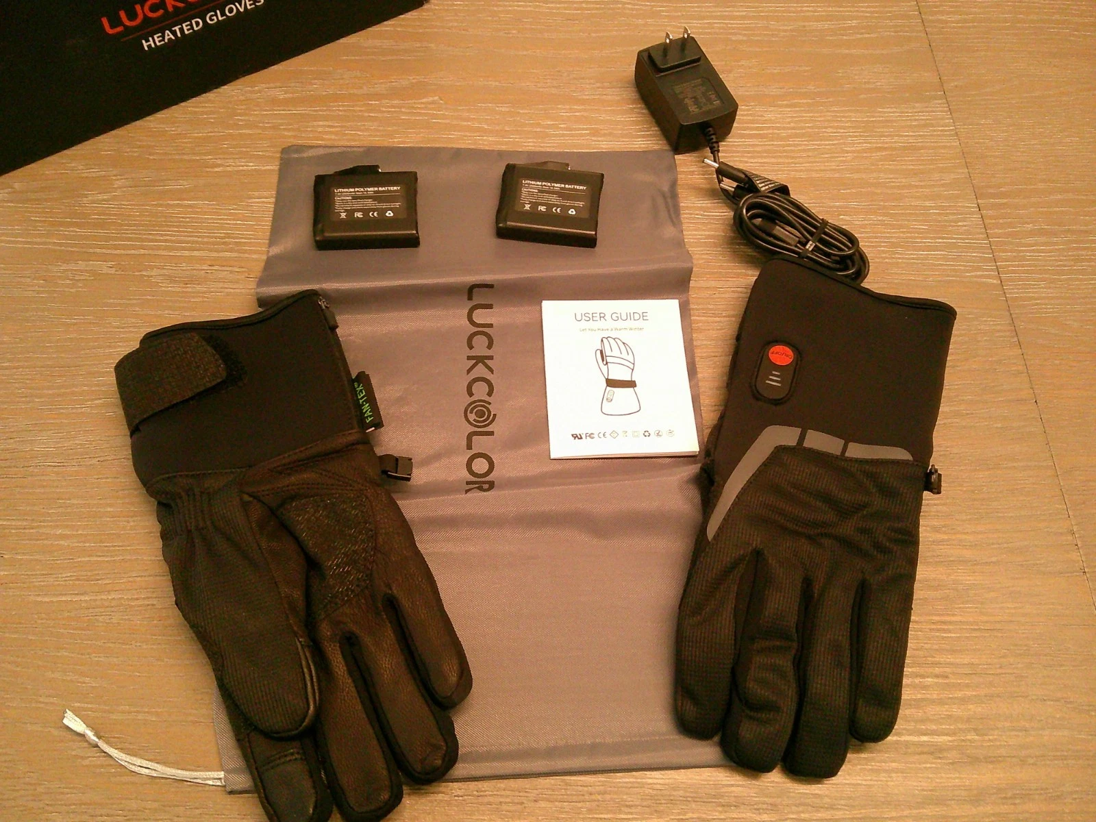 Heated Gloves, Rechargeable, Waterproof, Large Adult, Black, Luckcolor Y.16