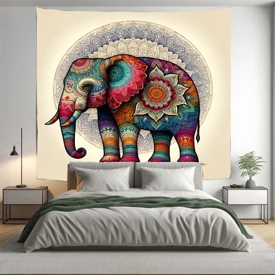 Bohemian Colourful Indian Elephant Mandala Tapestry Psychedelic Wall ...
