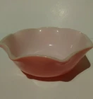 Hazel atlas scallop Pink ice cream bowl Crinoline Ripple Pattern vintage cute