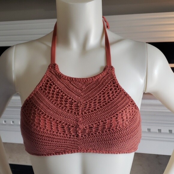 crochet high neck bikini top