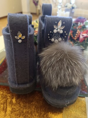 Real Wool Valenki Felt Boots Valeshi decorated 37 EU