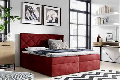 Boxspringbett Schlafzimmerbett 200x220cm LAZARO Nr.3 Rot inkl. Bettkasten