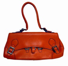 Tanner Krolle London Orange Leather Handbag  With Blue Stitches Pre-owned
