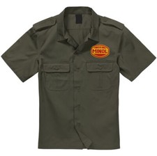 Herren Armee Hemd Kurzarm mit Schulterklappen VEB Minol NVA DDR pkw lkw Motiv