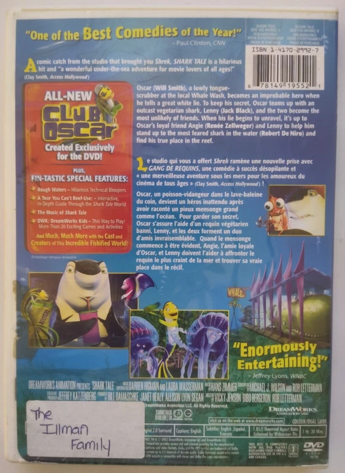 Shark Tale (DVD, 2005, Widescreen) - Image 2 of 3