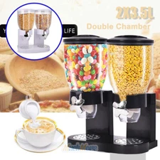 DOUBLE CEREAL DISPENSER DRY FOOD AIRTIGHT STORAGE CONTAINER DUAL CONTROL MACHINE
