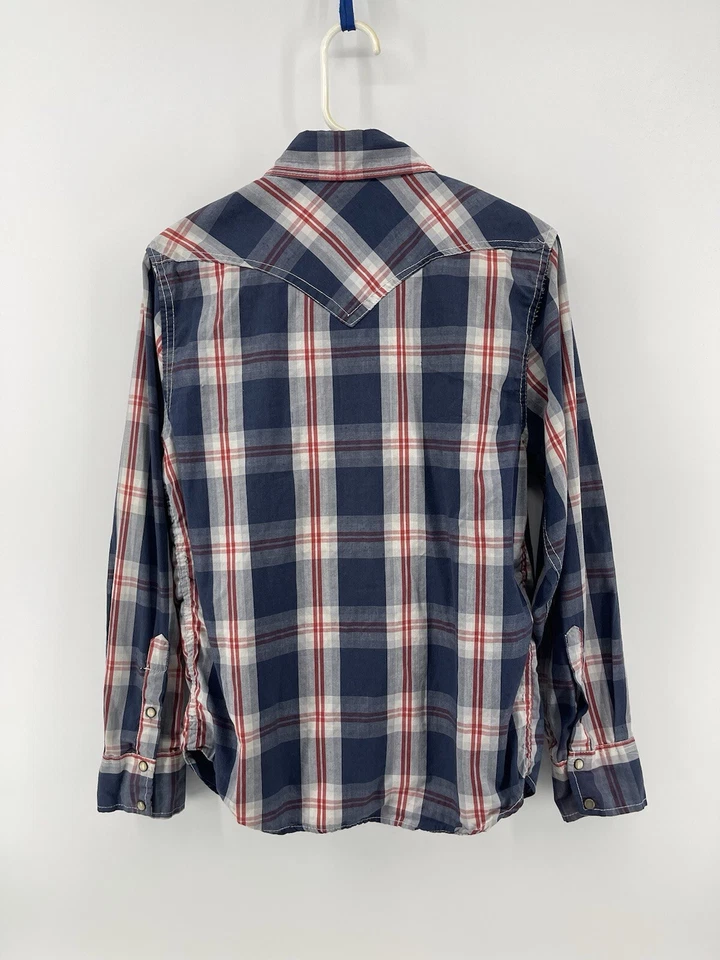 Camisa a Presión Ditch Plains Perla Para Hombre Talla Pequeña Manga Larga Roja Blanca Azul A Cuadros Foto 2 de 4