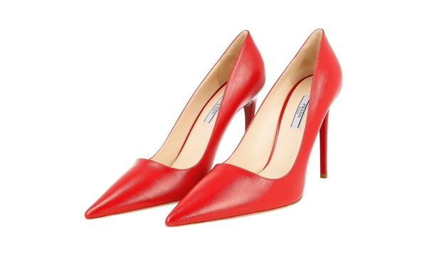 Luxus Prada Saffiano Pumps Stilettos Schuhe 1I221F Rot Neu 40,5 41 Uk 7.5-image