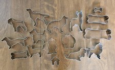 Lot 16 Dog Theme Shaped Cookie Cutters Metal Lab Poodle Corgie Paw Bones French