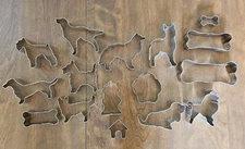 16 Dog Theme Shaped Cookie Cutters Metal Lab Poodle Corgie Paw Bones French EUC