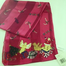 Liz Claiborne Oblong CHRISTMAS SCARF NEW Santa Angel Tree Candy Cane NWT
