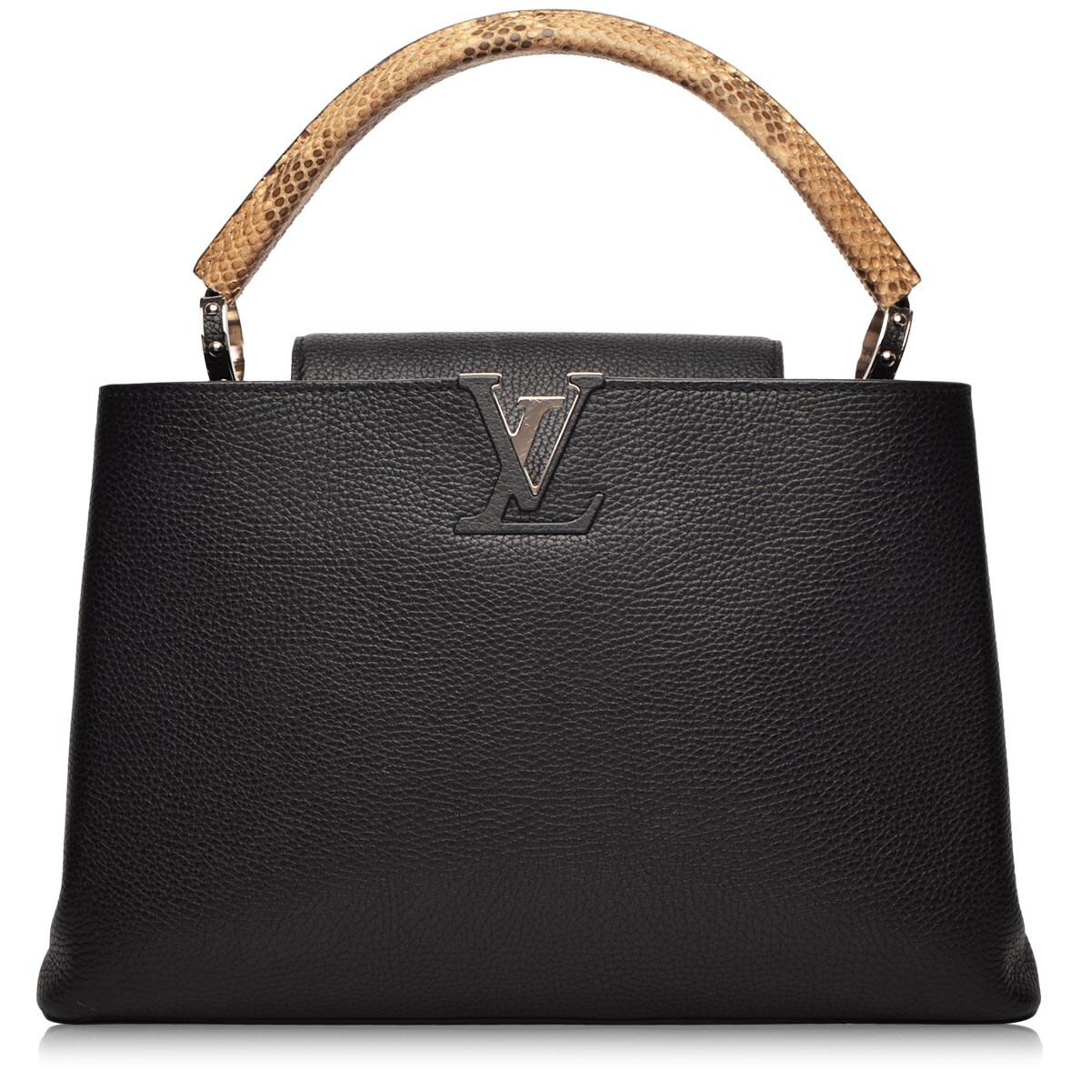 LOUIS VUITTON BLACK TAURILLON PYTHON CAPUCINES MM - image 1