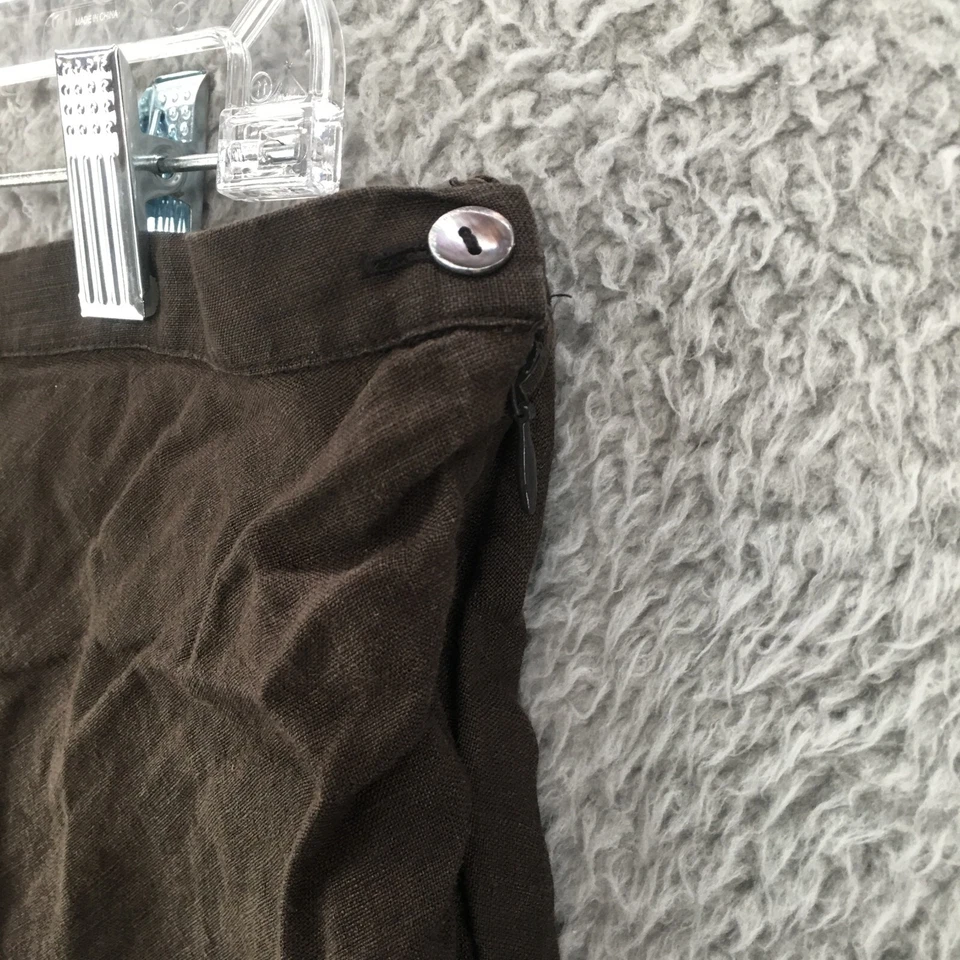 Falda midi de lino Chicos para mujer 3 marrón línea A plana frontal cremallera lateral forrada informal Foto 3 de 4