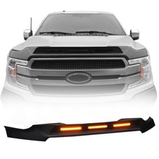 Front Hood Protector Stone Guard Armor W Amber Light For 2015-2020 Ford F-150 Front Hood Protector Stone Guard Armor W Amber Light For 2015-2020 Ford F-150