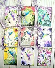 9 Hummingbirds Handmade Gift Tags Scrapbooking Parties Crafts Junk Journals