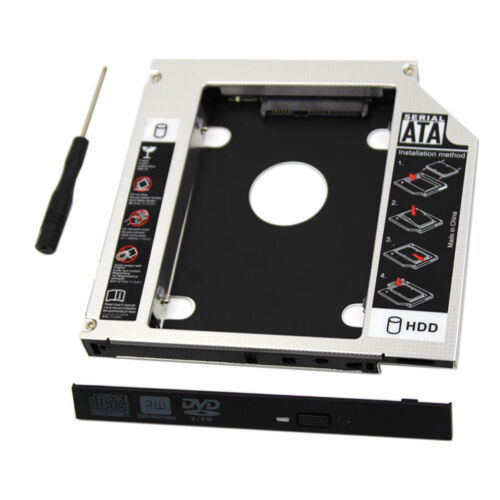 9.5mm SATA 2nd HDD SSD Enclosure Hard Drive Caddy Case Tray for Laptop CD DVDROM - Afbeelding 1 van 12