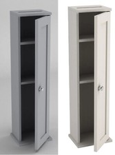 White, Grey Wood Free Standing Toilet Paper Roll Holder Bathroom Storage Cabinet