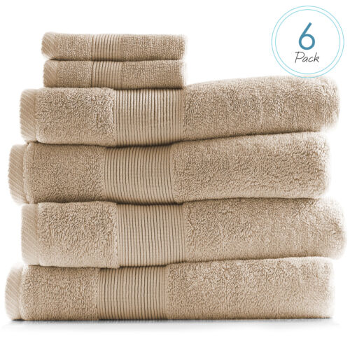 Ensemble de 6 serviettes - 4 serviettes de bain et 2 gants de toilette 100 % coton ultra doux 700 GSM - Photo 1 sur 50