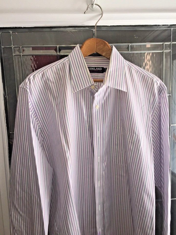 KIRKLAND SIGNATURE 男式长袖正装衬衫 17-1/2 34 非铁色 — 第 2/4 张图片