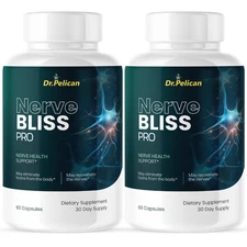 Nerve Bliss Pro- Nerve Health & Brain Support- 2 Bottles- 120 Capsules