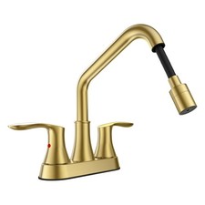 Gold Utility Sink Faucet 3 Hole, Laundry Sink Faucet with Pull Out Sprayer, L...