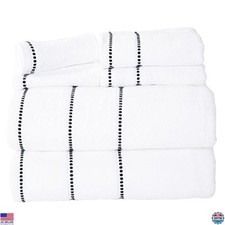 6 Piece White Towel Set - 525GSM 100 Cotton Bath Sheets, Hand Towels, Wash
