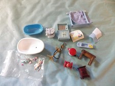 Lot of Bathroom Doll House Furniture White Tub is 4" by 2 1/2" 728A1