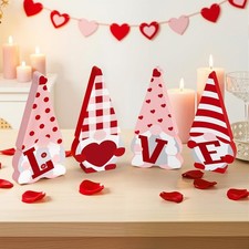 Valentines Day Decor Gnome Table Decorations Sign 4 Pcs Valentines Day Red and P
