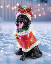 Lighted Christmas Decoration Outdoor Dog Statue, Dog Sculpture Figurine with ...