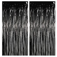 Foil Fringe Curtain Halloweens Party Decorations - Pure Black Tinsel Photo