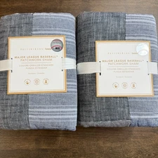 POTTERY BARN TEEN MLB PATCHWORK QUILTED SHAM SET OF 2  STANDARD ~ BLUE