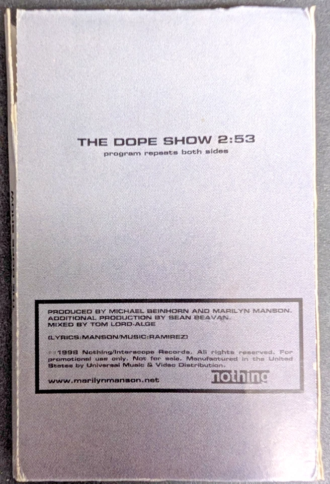 Кассетная лента Marilyn Manson Dope Show 1998 промо механические животные 15 сентября - Изображение 2 из 4