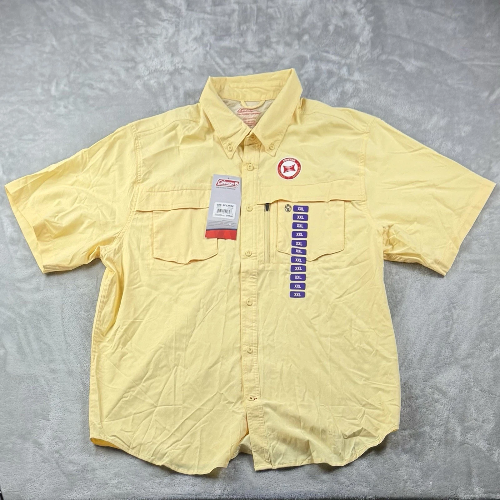 Coleman Outdoor Shirt Men XXL Yellow Fishing Hiking NWT UPF 30