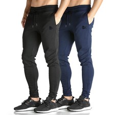 Mens Zip Joggers Pants Casual Gym Workout Track Pants Tapered Sweatpants with...