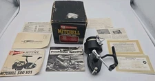Garcia Mitchell 300 Vintage Spinning Fishing Reel w/ Box + Paperwork Early 1960s