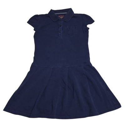 Cat & Jack Polo Dress Girls S 6-6X Navy Blue Pleated School Uniform Preppy