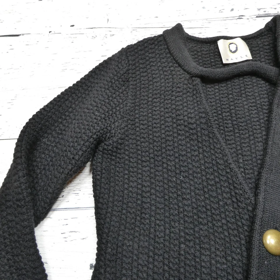 Suéter Mayle Mujer Mediano Negro Texturizado Tejido Botón Cárdigan Chaqueta Único Foto 3 de 4