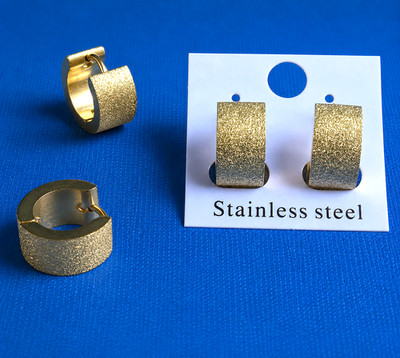 1 Paar Edelstahl Creolen Ohrringe Klappcreolen Gold crushed diamantiert glitzer