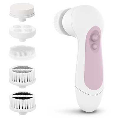 Waterproof Facial Cleansing Spin Brush Set with 5 Exfoliating Brush Heads - E...