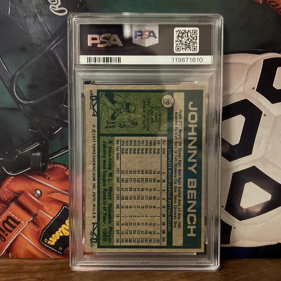 1977 Topps Baseball Johnny Bench #70 PSA 8 (Centered) New Case - Image 2 of 2