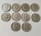 Silver Half Dollar Lot Of 10 Kennedy 40% Pure 1965-1969
