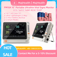 Vital Signs Monitor Portable 10" - ECG, SpO2, NIBP, Respiration, Temp  PM10A