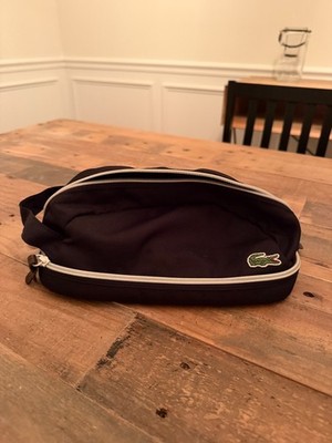 Lacoste Men's Unisex Black Zippered Toiletries Bag Multiple Pockets