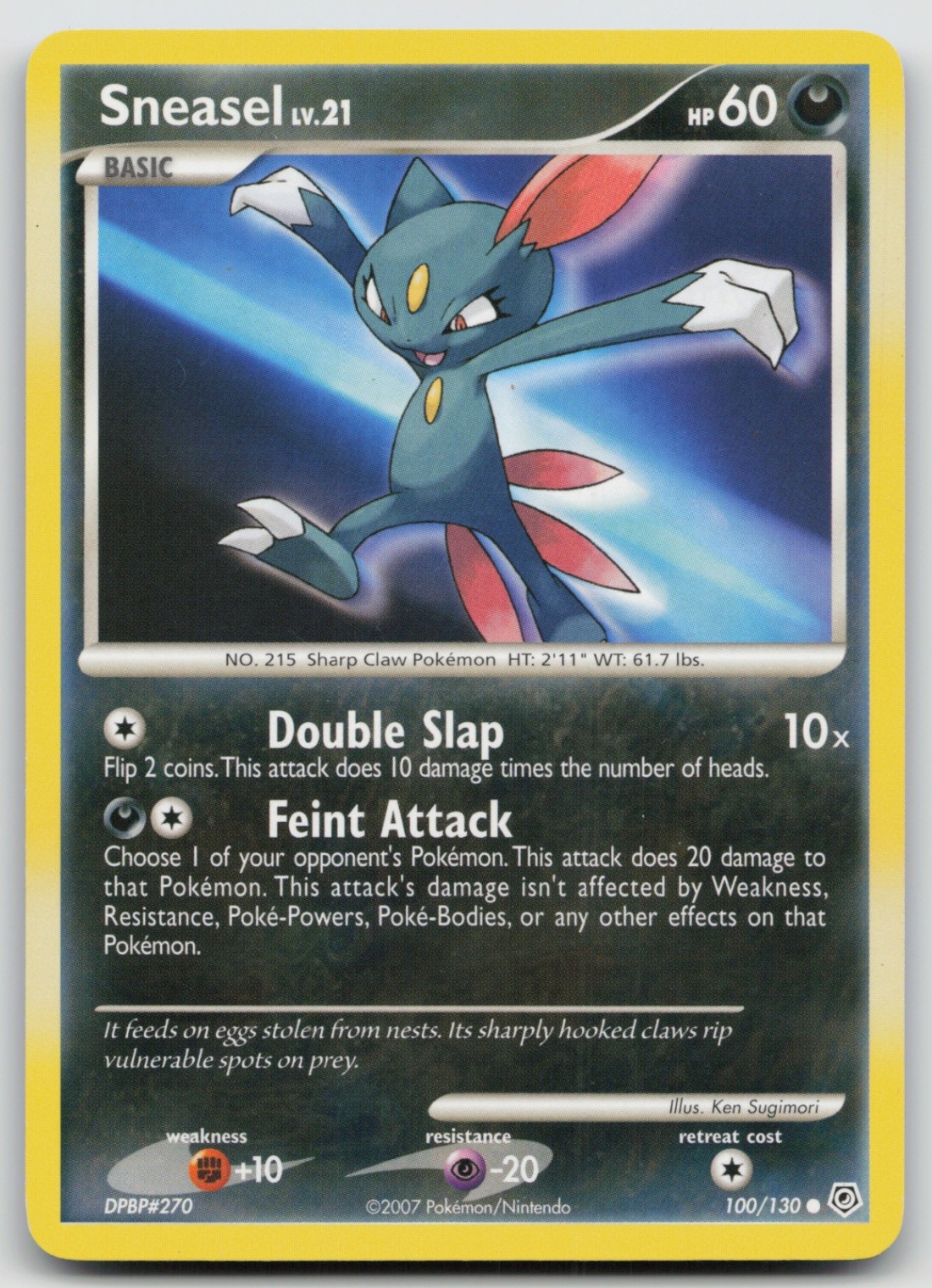 Sneasel 100/130 Diamond and Pearl Common Pokemon TCG Card