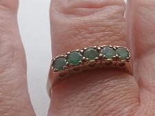 Fully Hallmarked 9ct Yellow Gold, Emerald Eternity Ring  Size P